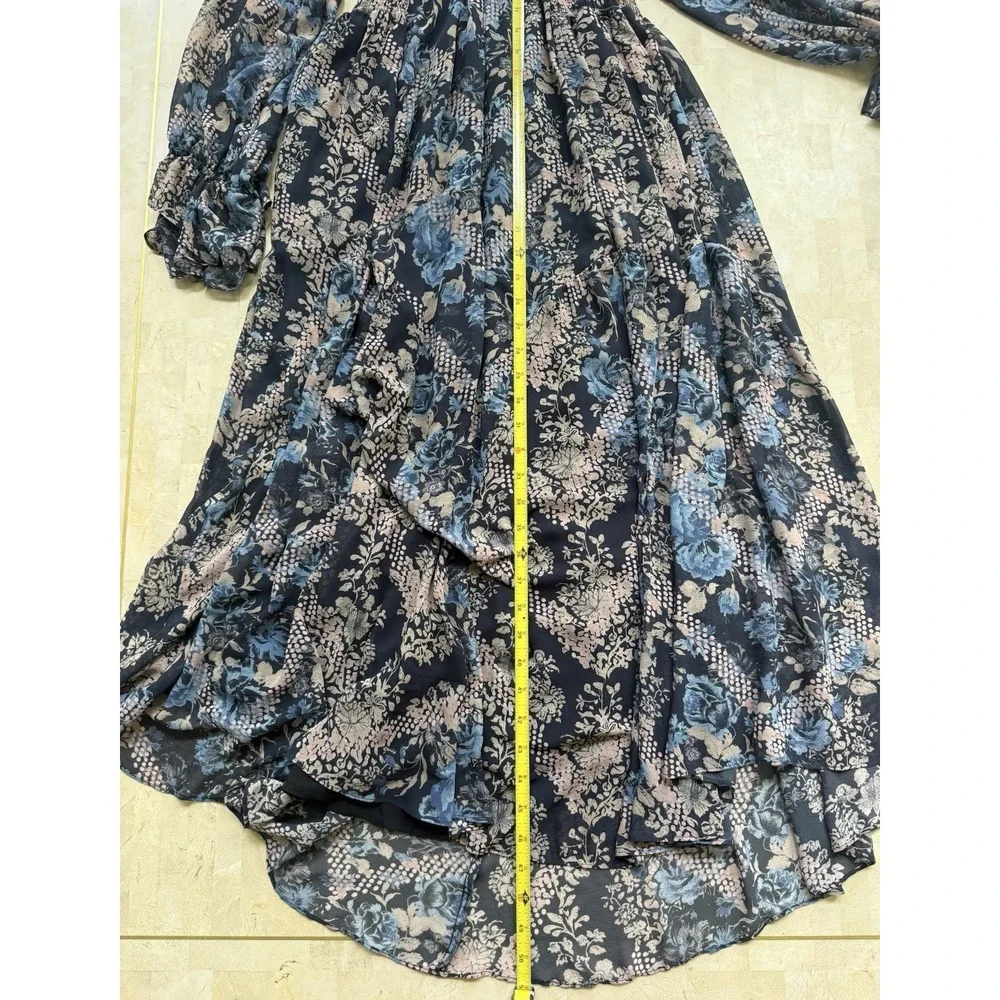 Free People Lena SOLD OUT Floral Swing Midi Dress Boho Peasant Fairy Flowy Sz XS - Picture 7 of 11